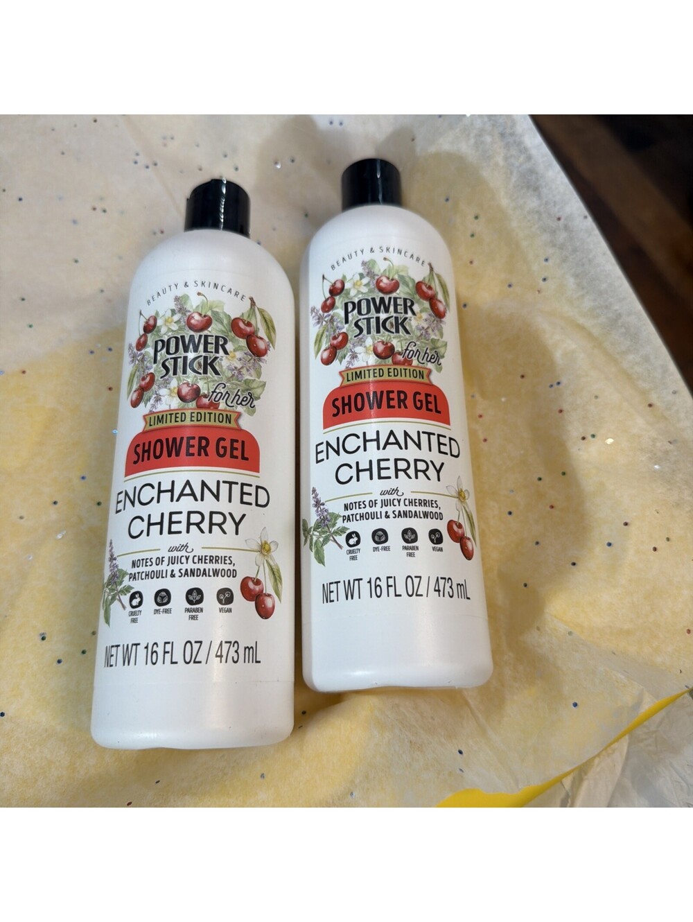 Lot of 2 Power Stick Shower Gel Enchanted Cherry 16 fl oz Rare Fast Shipping